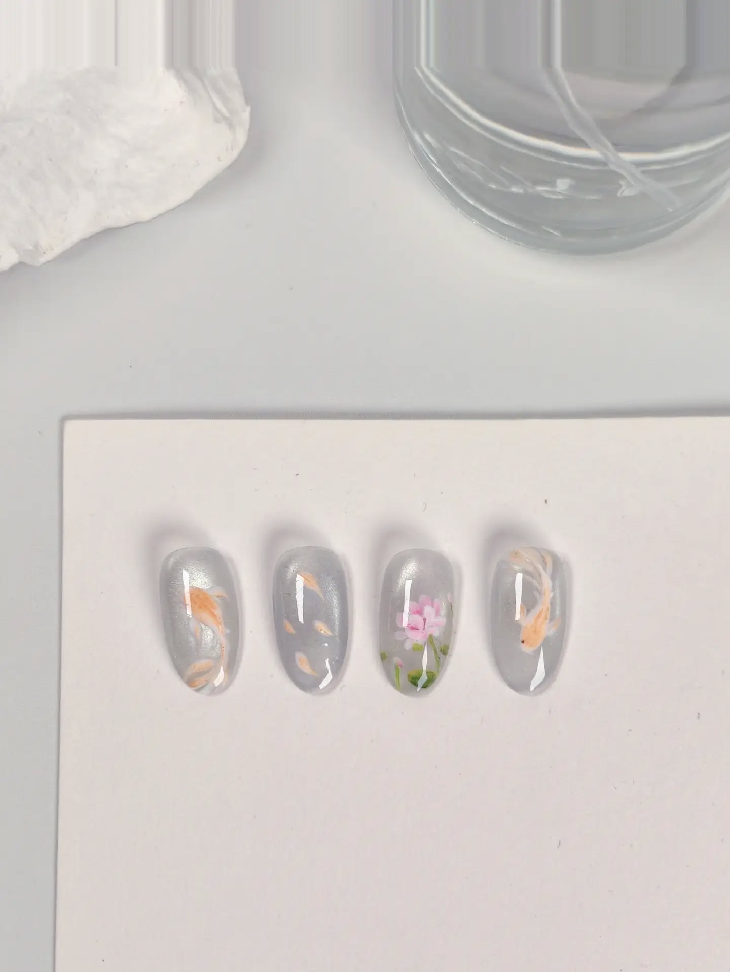 A hand-painted nail art set